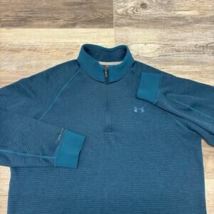 Under Armour UA Storm Fleece Teal Mens XL Loose Fit Cold Gear 1/4 Zip‎ Shirt EUC